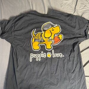 Puppie Love - Pittsburgh Steelers - Charcoal Tee with Yellow Dog Graphic